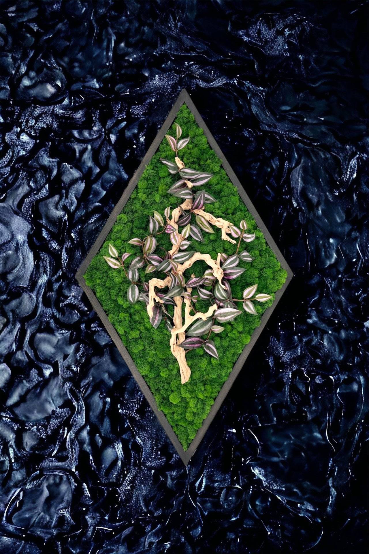 Framed Diamond Moss Wall Art