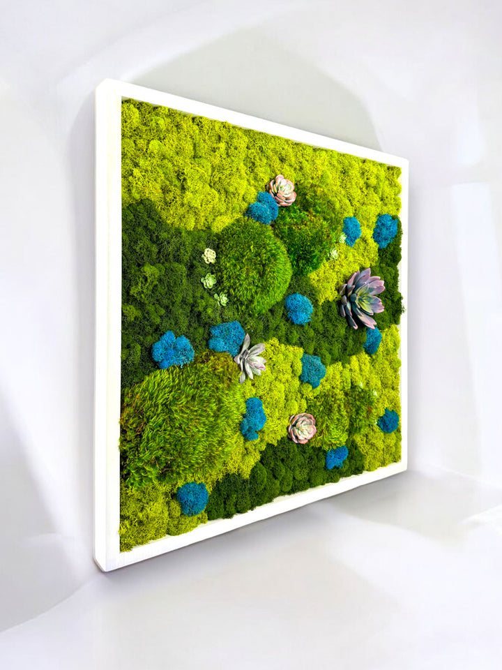 Pillow Moss with Blue Accents - 24" x 24"