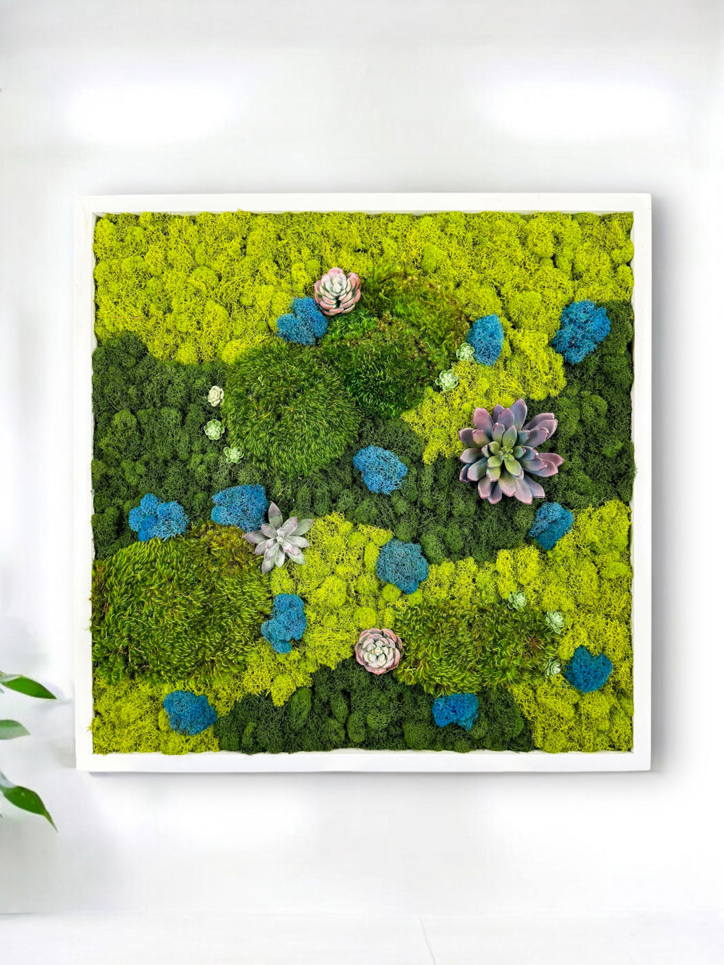 Pillow Moss with Blue Accents - 24" x 24"