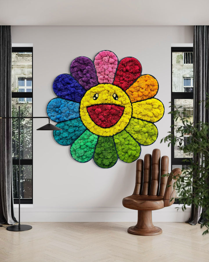 Colorful Floral-Inspired Moss Wall Art