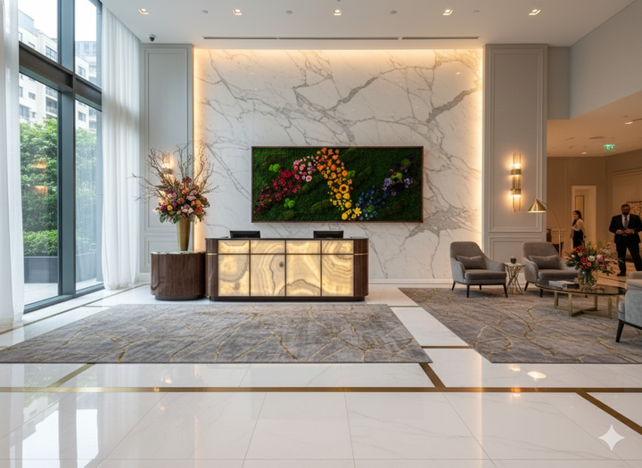 Flora and Preserved Moss Rainbow Wave Wall Art