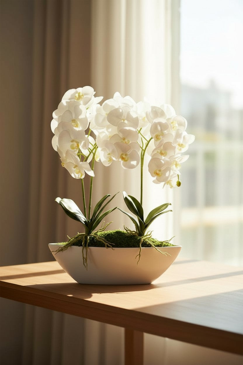 Orchid Centerpiece in Boat Bowl