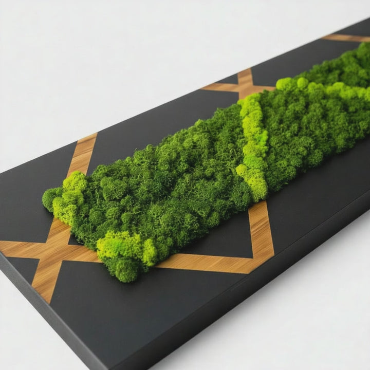 Crisscross Preserved Moss Wooden Wall Decor