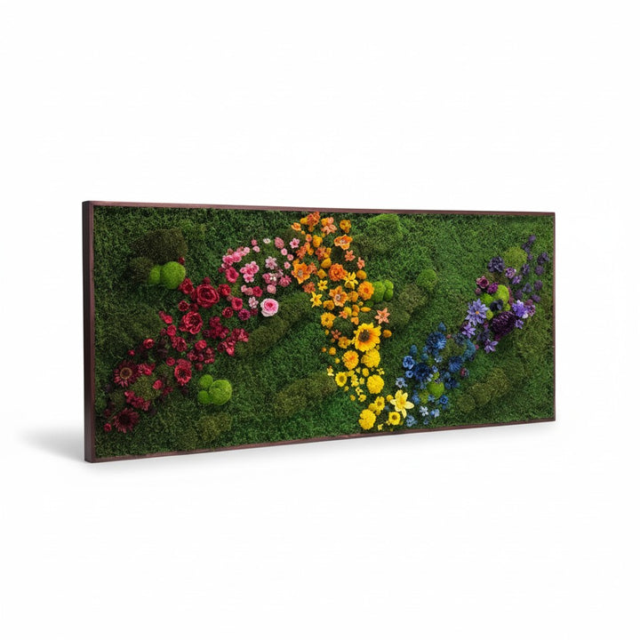 Flora and Preserved Moss Rainbow Wave Wall Art