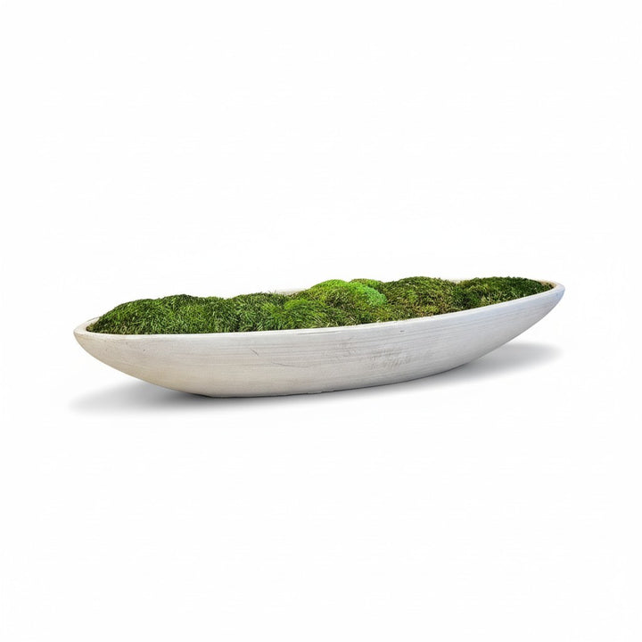 Preserved Moss in Concrete Boat Centerpiece