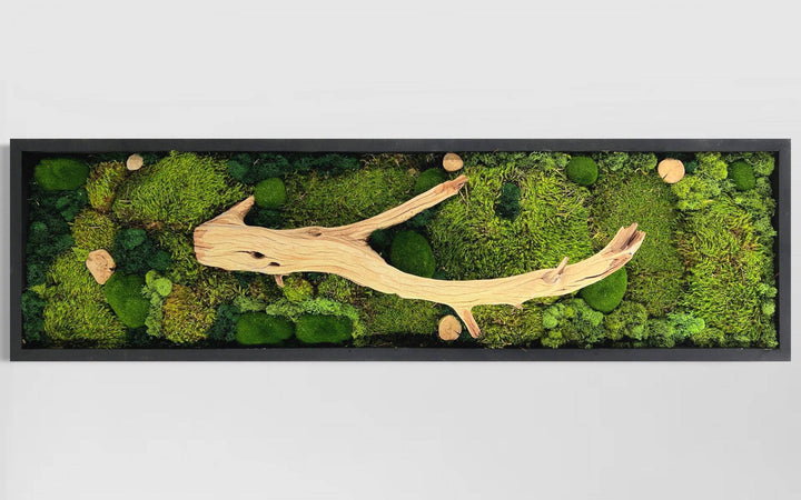 Natural Earthy Driftwood and Moss Art Piece - MossFusion
